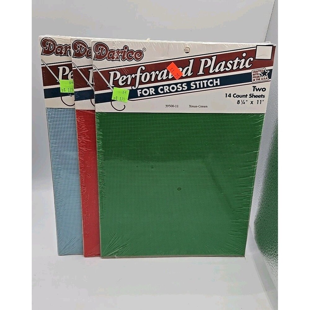 Darice Perforated Plastic for Cross Stitch 14 ct sheets 8 1/4" X 11 Lot Of 3 NEW